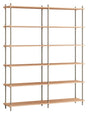 Shelving System, 2 fag, 12 hylder, H:200, Eg/Grå - Unoliving.com