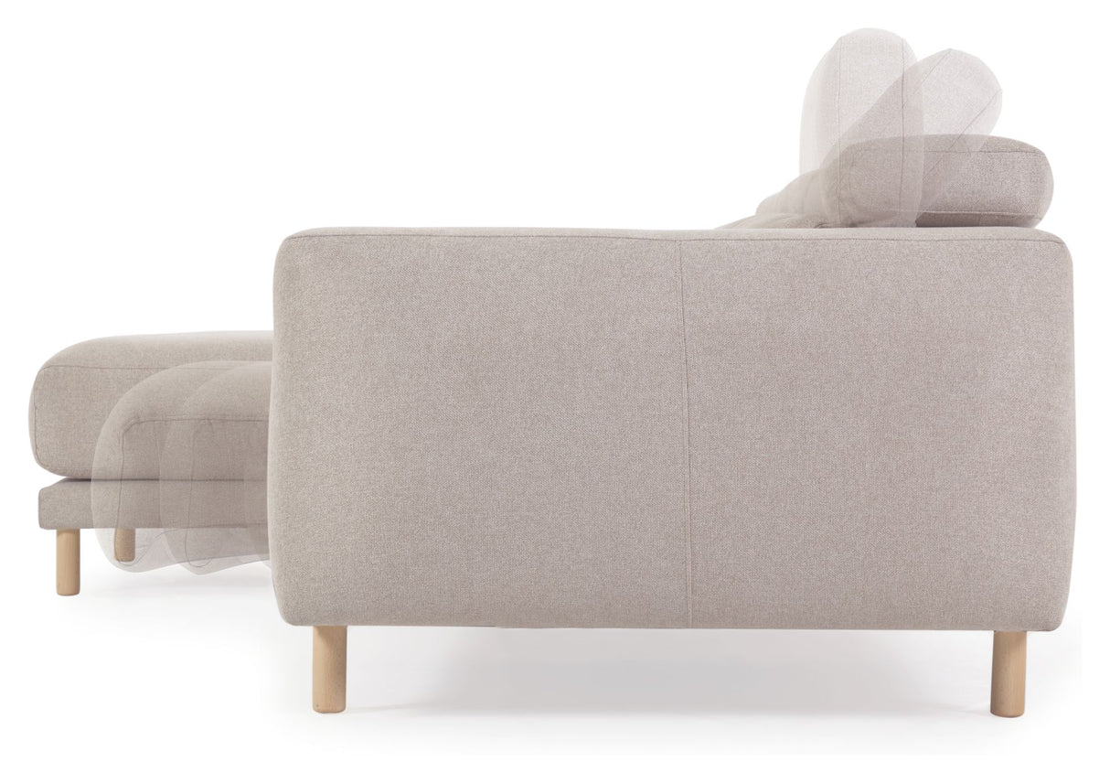 Singa 3-pers. Sofa m. venstrevendt chaiselong, Beige Chenille - Unoliving.com