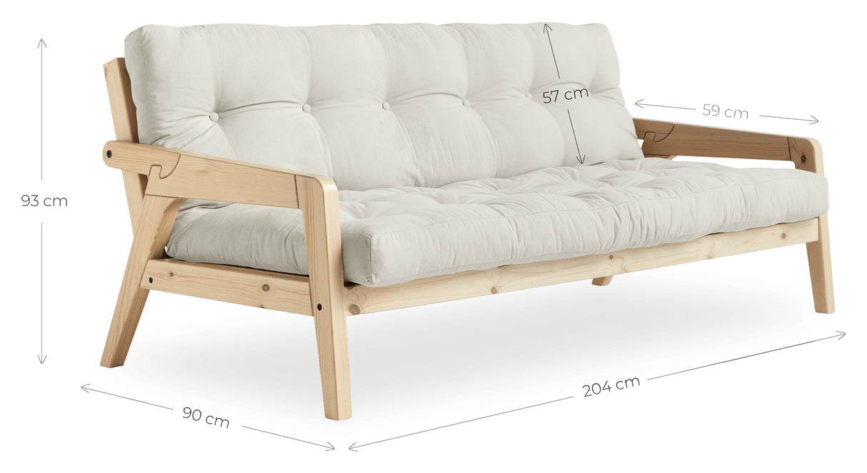 GRAB Sovesofa 130x200, Natur/Mørk Grey - Unoliving.com