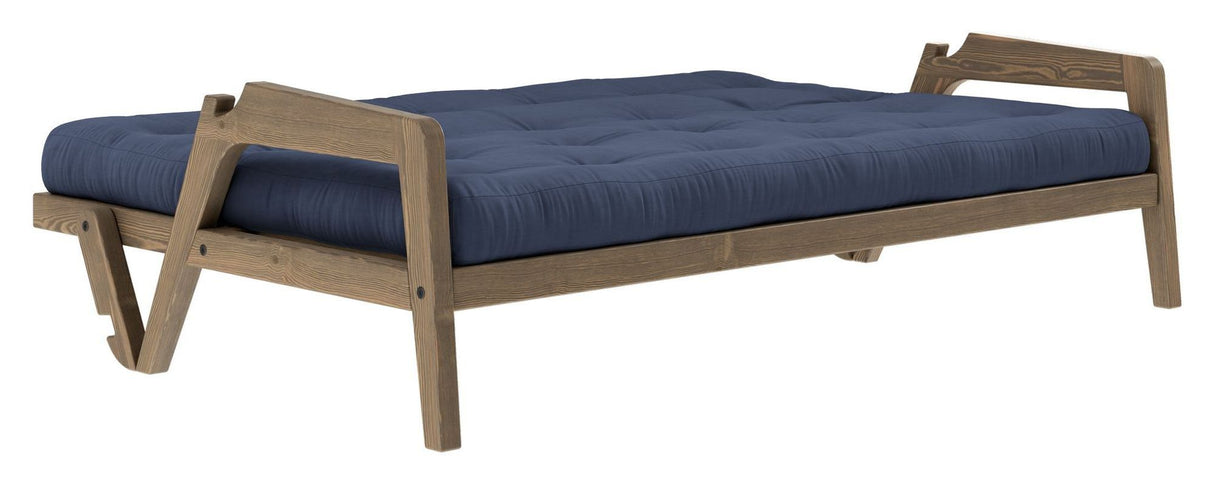 Grab Sovesofa, Brun lakeret fyrretræ, Navy - Unoliving.com