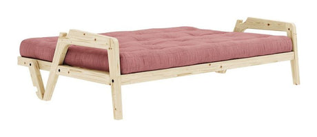 Grab Sovesofa, Lakeret fyrretræ, Sorbet Pink fløjl - Unoliving.com