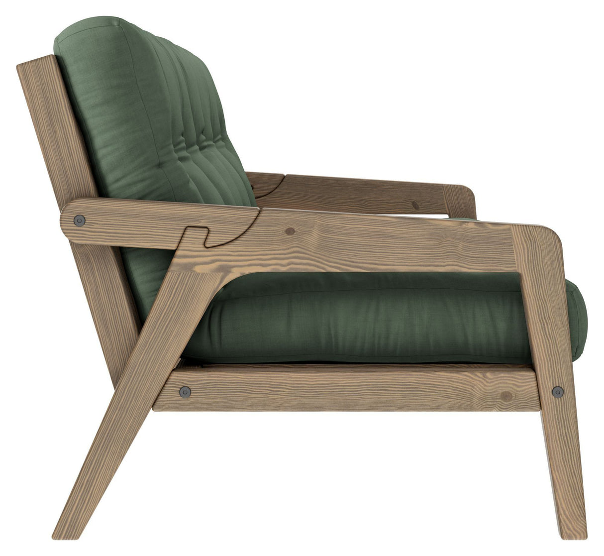 Grab Sovesofa, Brun lakeret fyrretræ, Olive Green - Unoliving.com