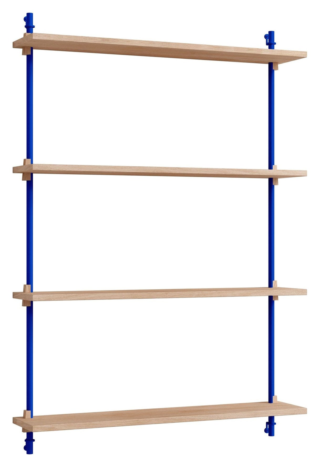 Wall Shelving, 1 fag, 4 hylder, H:115, Eg/Blå - Unoliving.com