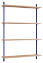 Wall Shelving, 1 fag, 4 hylder, H:115, Eg/Blå - Unoliving.com