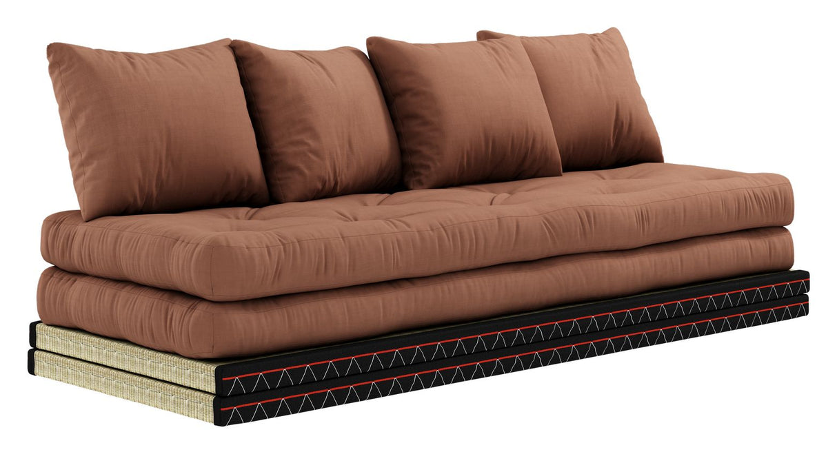 Chico Futon Sofa m. Tatami måtter, Ler brun - Unoliving.com