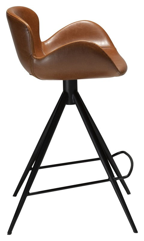 Gaia counter stool SH: 65cm, vintage lysebrun kunstlæder m. sort ben - Unoliving.com