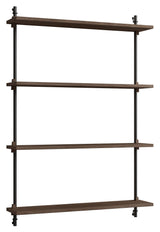 Wall Shelving, 1 fag, 4 hylder, H:115, Røget Eg/Sort - Unoliving.com