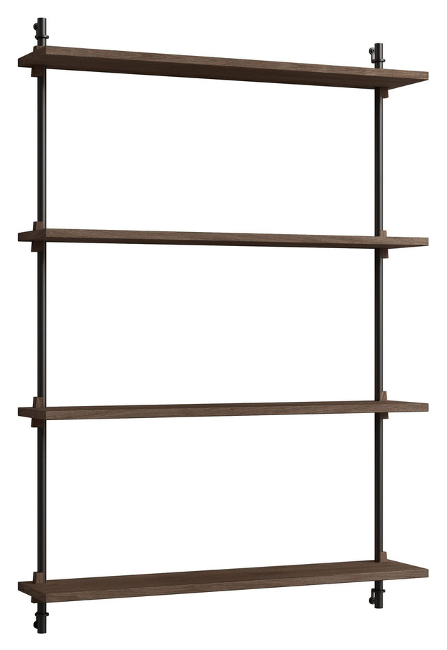 Wall Shelving, 1 fag, 4 hylder, H:115, Røget Eg/Sort - Unoliving.com