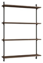 Wall Shelving, 1 fag, 4 hylder, H:115, Røget Eg/Sort - Unoliving.com