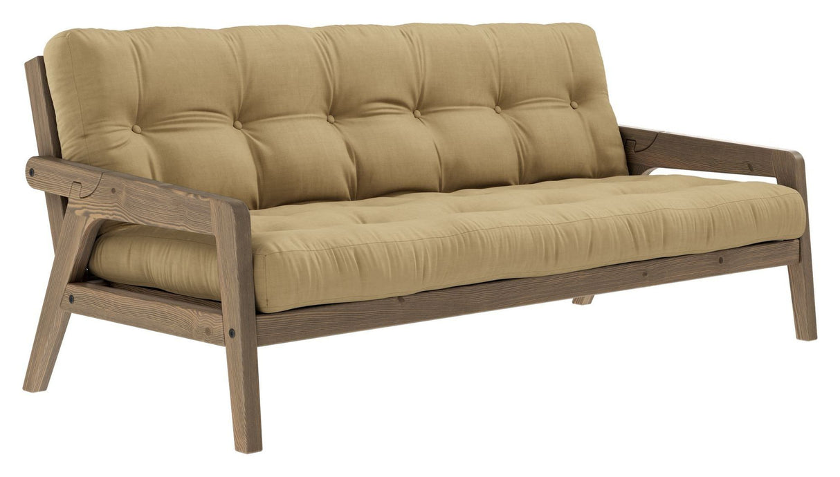 Grab Sovesofa, Brun lakeret fyrretræ, Wheat Beige - Unoliving.com