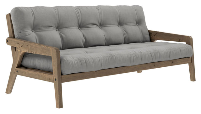 Grab Sovesofa, Brun lakeret fyrretræ, Grey - Unoliving.com