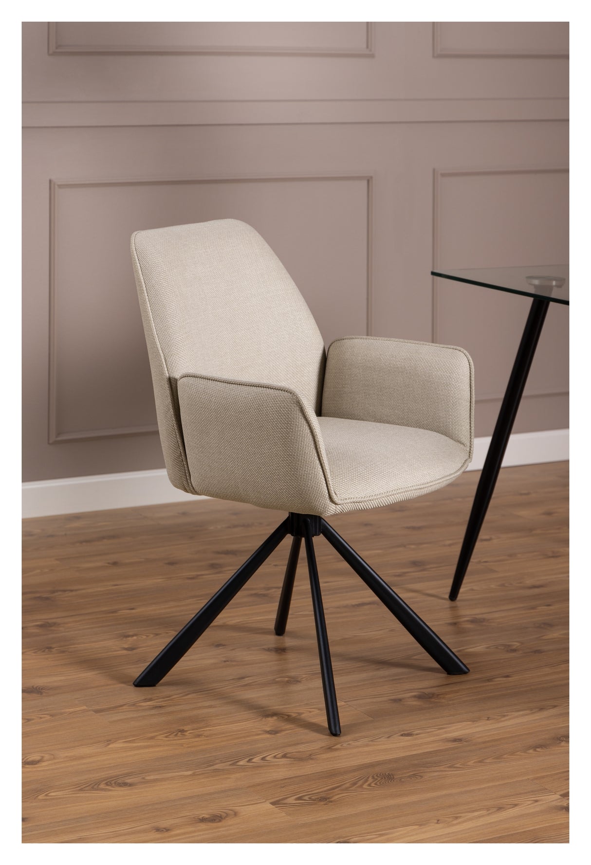 Glenda, spisebordsstol m/armlæn - beige - Unoliving.com