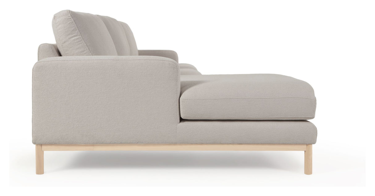 Mihaela 3-pers. Sofa m. venstrevendt chaiselong, Grå fleece - Unoliving.com