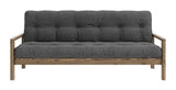 Knob Sovesofa, Brun lakeret fyrretræ, Dark Grey Fløjl - Unoliving.com