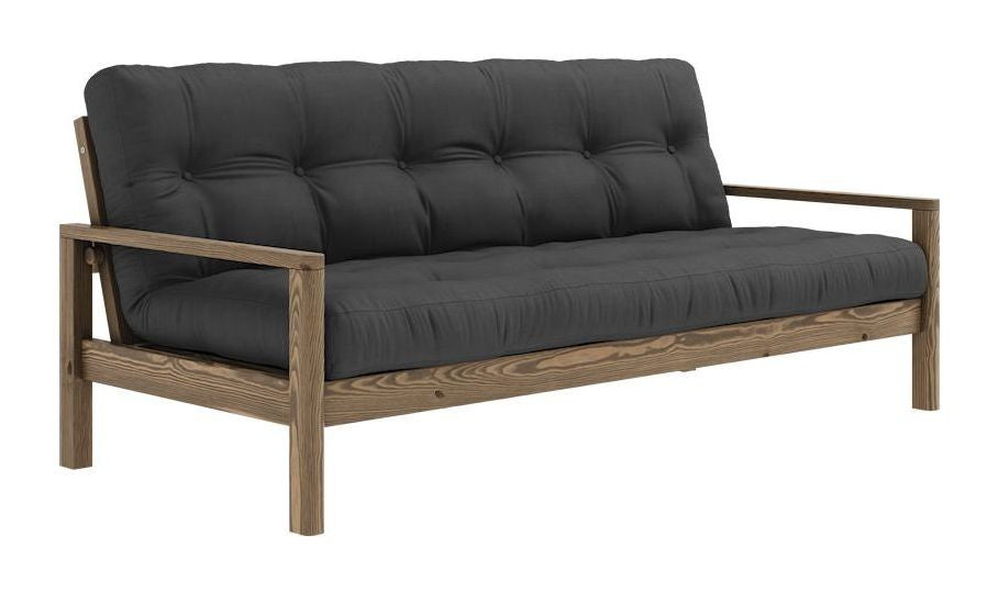 Knob Sovesofa, Brun lakeret fyrretræ, Dark Grey - Unoliving.com