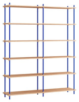 Shelving System, 2 fag, 12 hylder, H:200, Eg/Blå - Unoliving.com