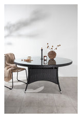 Volta, Havebord, Ø150, Sort Flet/glas top - Unoliving.com