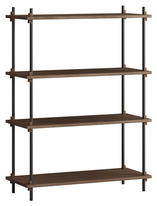 Shelving System, 1 fag, 4 hylder, H:115, Røget Eg/Sort - Unoliving.com