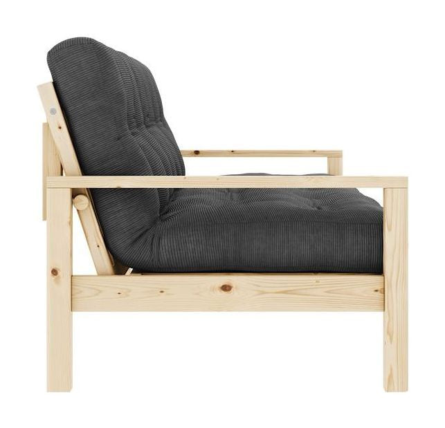 Knob Sovesofa, Lakeret fyrretræ, Dark Grey Fløjl - Unoliving.com