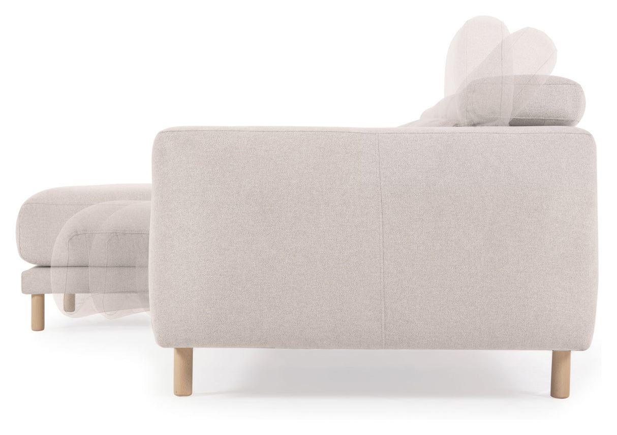 Singa 3-pers. Sofa m. venstrevendt chaiselong, Hvid Chenille - Unoliving.com