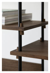 Shelving System, 2 fag, 9 hylder, H:200, Røget Eg/Sort - Unoliving.com