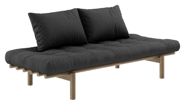 Pace Daybed Sovesofa, Brun lakeret fyrretræ, Dark Grey - Unoliving.com