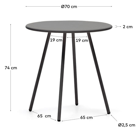 Montjoi Rundt havebord, Grå, Ø70