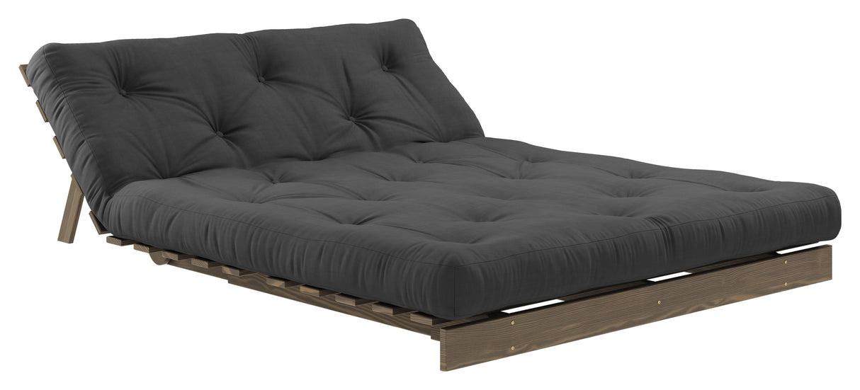 Roots 140 Sovesofa, Brun lakeret fyrretræ, Dark Grey - Unoliving.com