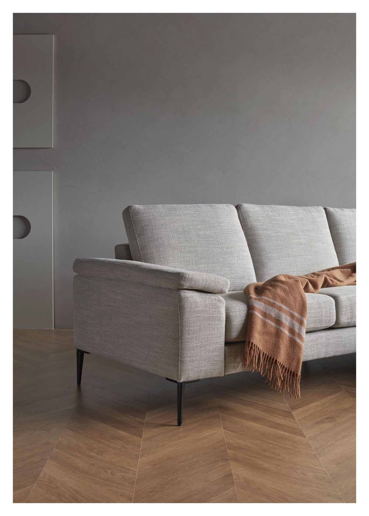 Nabbe 3-pers. Sofa m. chaiselong, højre, Sand stof - Unoliving.com