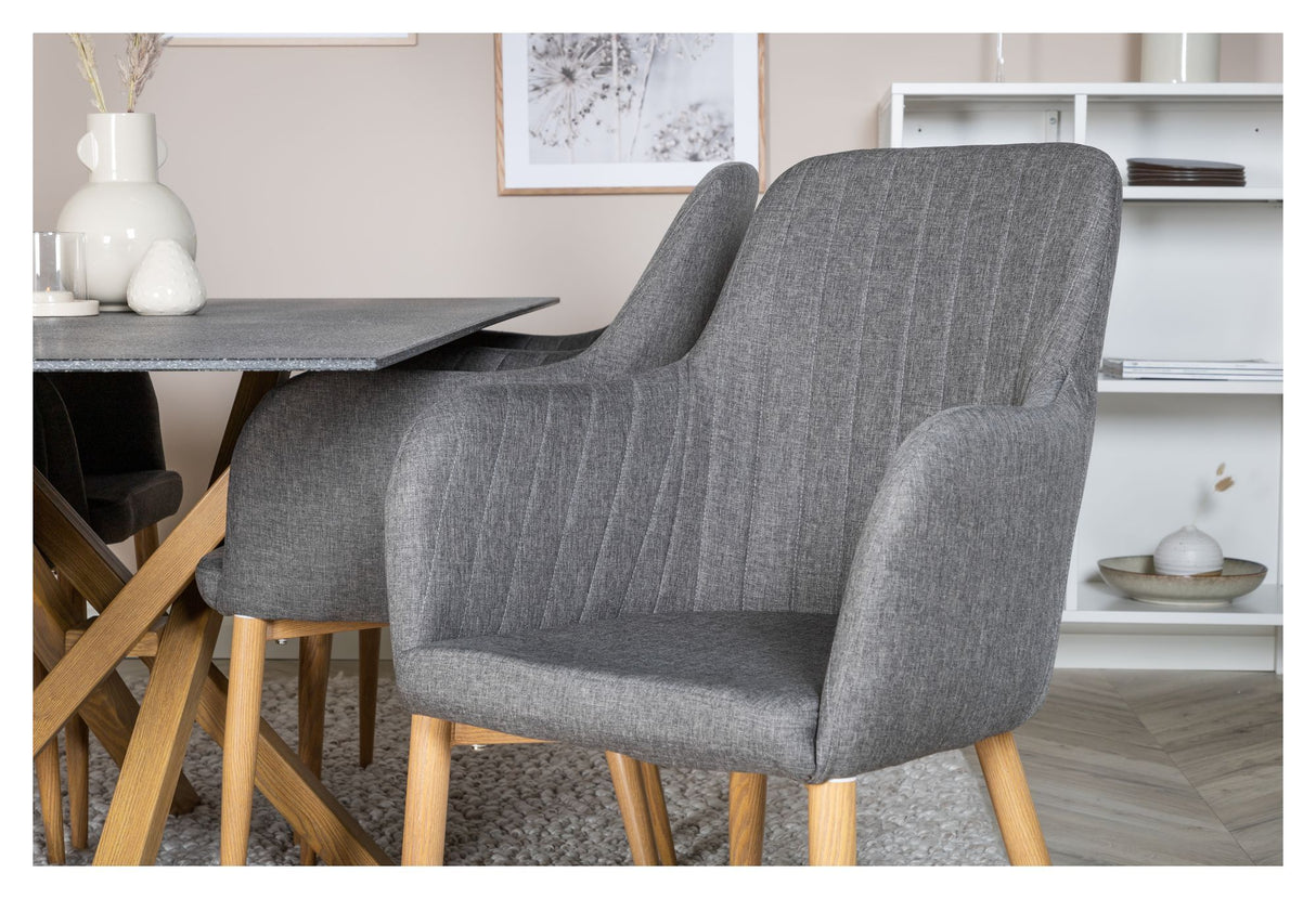 Piazza Spisebord i Grå Spraystone m. 6 Comfort Stole, Grå - Unoliving.com