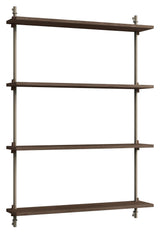 Wall Shelving, 1 fag, 4 hylder, H:115, Røget Eg/Grå - Unoliving.com