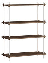 Shelving System, 1 fag, 4 hylder, H:115, Røget Eg/Hvid - Unoliving.com