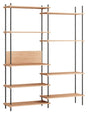 Shelving System, 2 fag, 9 hylder, H:200, Eg/Sort - Unoliving.com