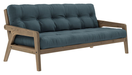 Grab Sovesofa, Brun lakeret fyrretræ, Petrol Blue - Unoliving.com