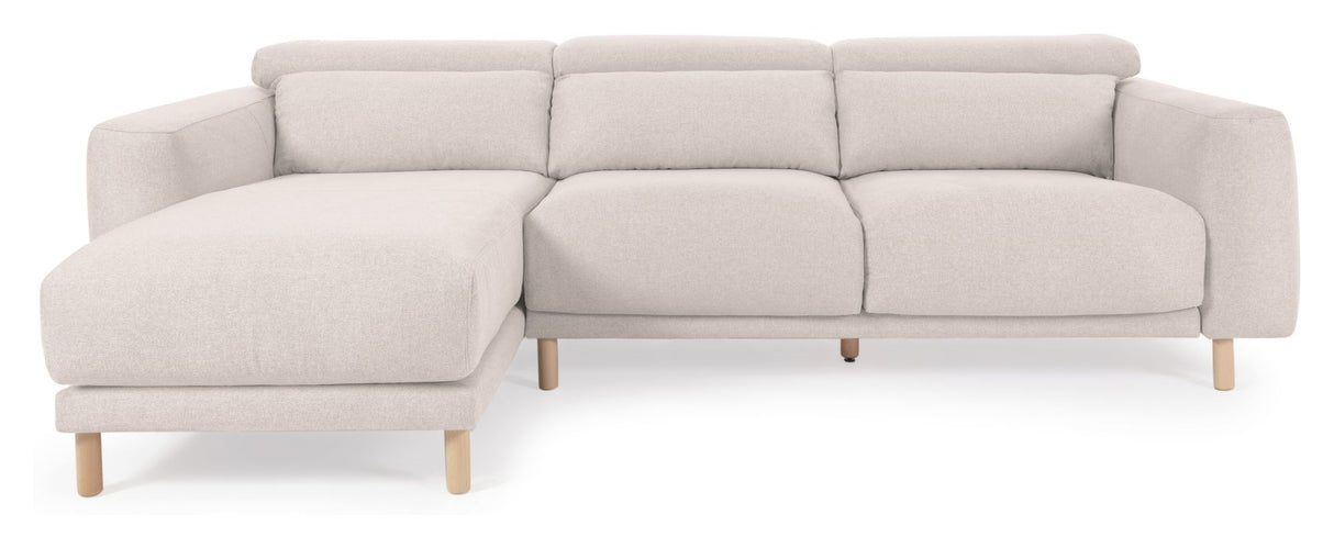 Singa 3-pers. Sofa m. venstrevendt chaiselong, Hvid Chenille - Unoliving.com