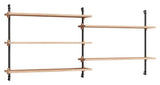 Wall Shelving, 2 fag, 5 hylder, H:65, Eg/Sort - Unoliving.com