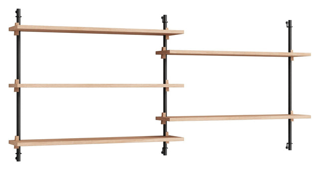 Wall Shelving, 2 fag, 5 hylder, H:65, Eg/Sort - Unoliving.com