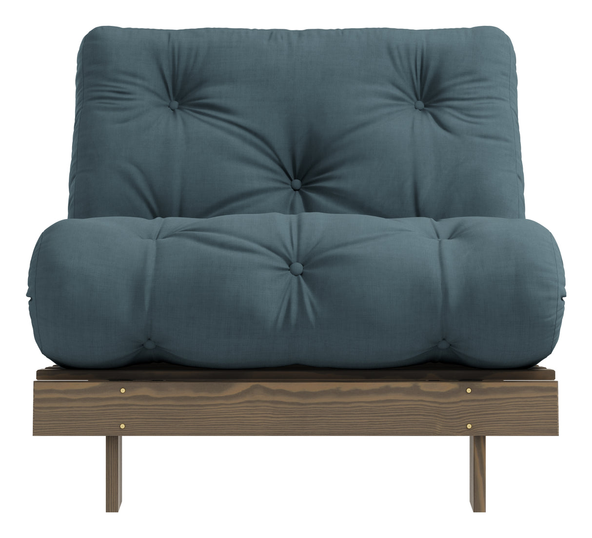 Roots 90 Sovesofa, Brun lakeret fyrretræ, Petrol Blue - Unoliving.com