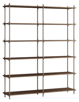 Shelving System, 2 fag, 12 hylder, H:200, Røget Eg/Grå - Unoliving.com