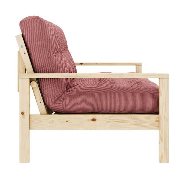 Knob Sovesofa, Lakeret fyrretræ, Sorbet Pink fløjl - Unoliving.com