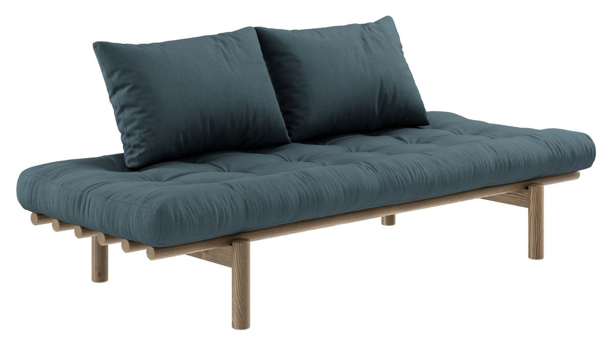 Pace Daybed Sovesofa, Brun lakeret fyrretræ, Petrol Blue - Unoliving.com