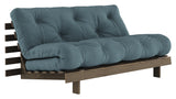 Roots 160 Sovesofa, Brun lakeret fyrretræ, Petrol Blue - Unoliving.com