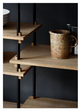 Shelving System, 2 fag, 7 hylder, H:115, Eg/Sort - Unoliving.com