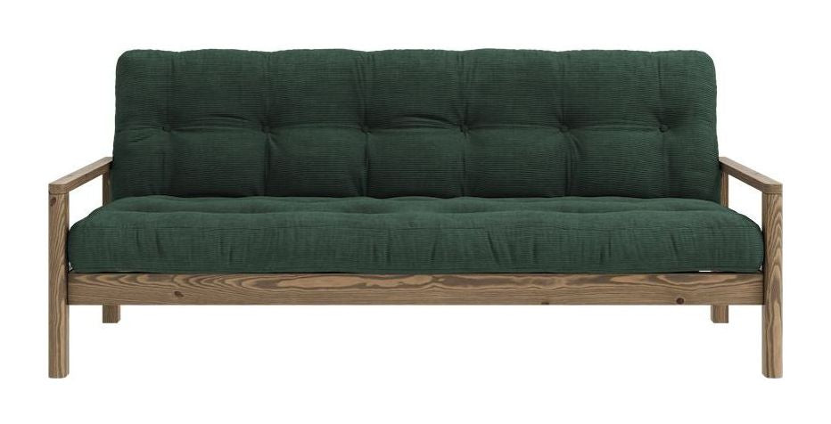 Knob Sovesofa, Brun lakeret fyrretræ, Seaweed fløjl - Unoliving.com