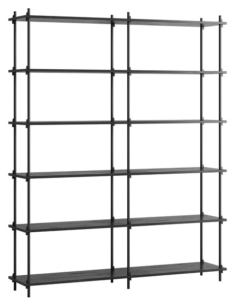 Shelving System, 2 fag, 12 hylder, H:200, Sort/sort - Unoliving.com