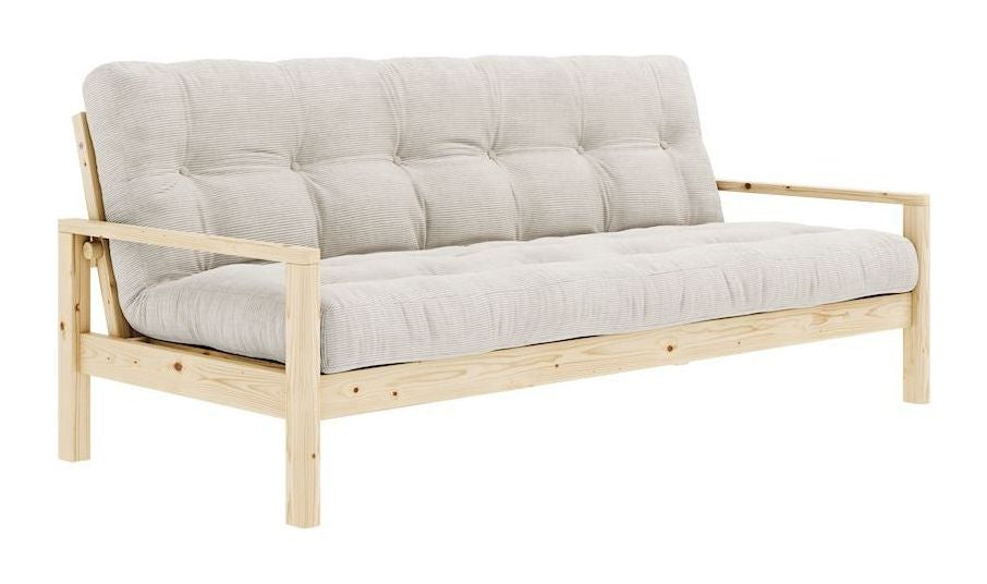 Knob Sovesofa, Lakeret fyrretræ, Ivory fløjl - Unoliving.com