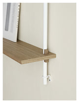 Wall Shelving, 2 fag, 5 hylder, H:85, Eg/Hvid - Unoliving.com