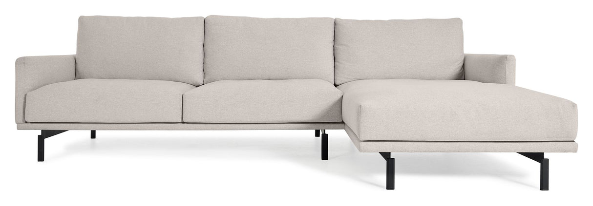 Galene 3-pers. Sofa m. venstrevendt chaiselong, B254, Beige chenille - Unoliving.com