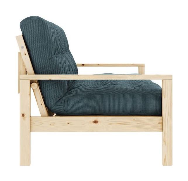 Knob Sovesofa, Lakeret fyrretræ, Pale Blue fløjl - Unoliving.com