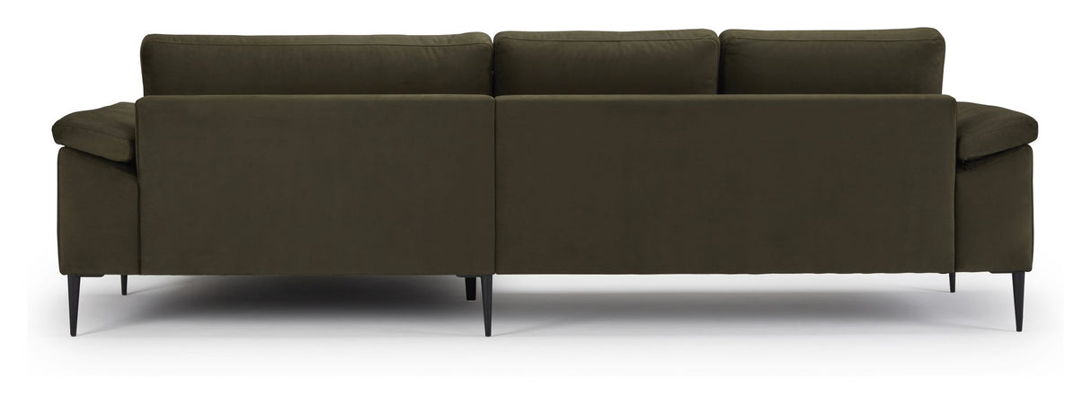 Nabbe 3-pers. Sofa m. chaiselong, højre, grøn stof - Unoliving.com